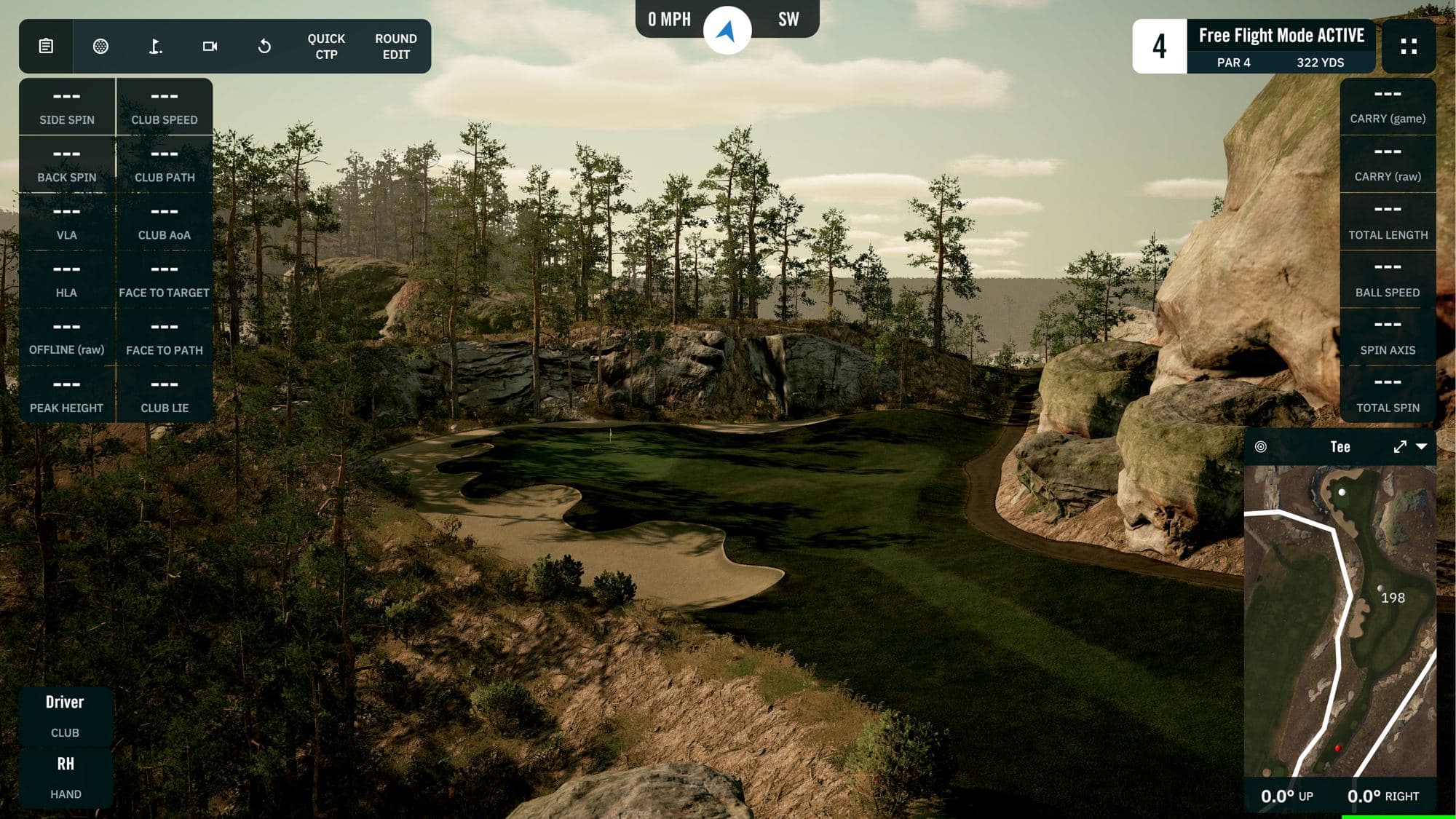 A GSPro round in progress with shot data on screen